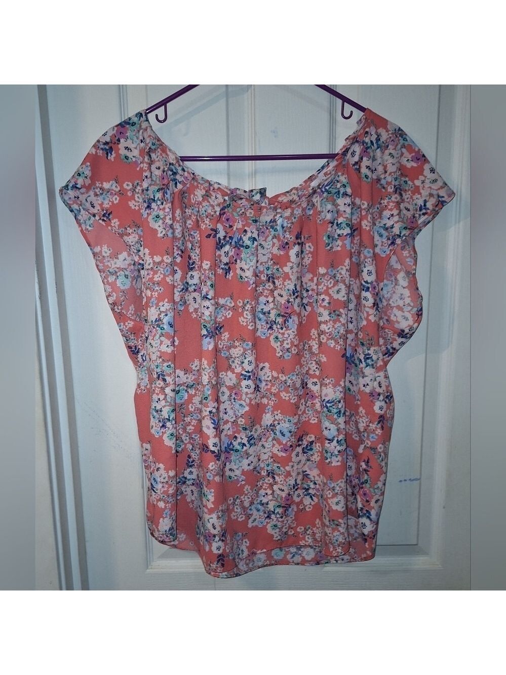 Lauren Conrad Floral Pink Top Women's Extra Large